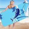 Blue dolphin digital-printed polyester Superfine fiber double-sided fleece Beach vacation bath towel, beach towel
