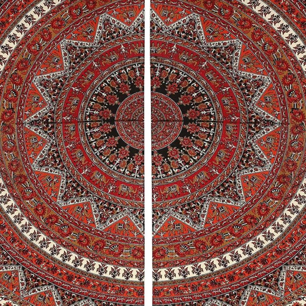 BLESS INTERNATIONAL Beautiful Indian Bohemian Psychedelic Hippie Tree of Life Window Curtain Panels for Bedroom, Living, Balcony (Classic Elephant)