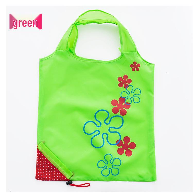Large Foldable Strawberry Print Tote Bag - Portable Polyester Grocery Shopping Bag