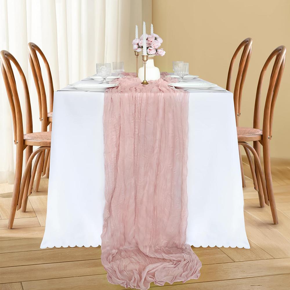 2 Pack Cheesecloth Table Runners Cheese Table Cloth Gauze Boho for Wedding Bridal Shower Baby Shower Party Table Decorations