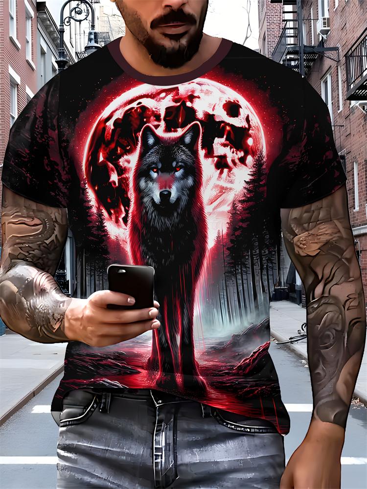 2026 New Men's 3D Dragon Print T-shirt Casual Short-sleeved Pullover Polyester Round-neck Summer Outdoor Clothing Adult Size