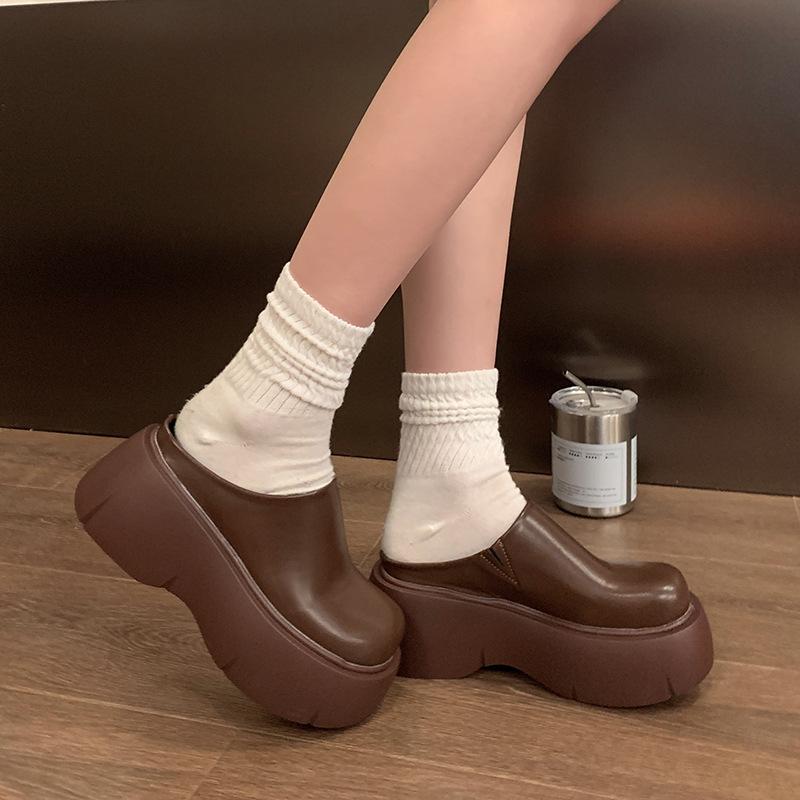 Internet celebrity thick-soled heightening slippers women's 2025 spring and autumn new popular outer wear high-heeled bag head half slippers