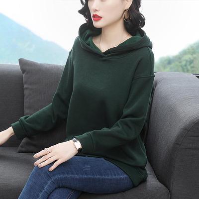 Hanorac Solid cu Mâneci Lungi și Glugă pentru Femei 2023 - Lejer și Elegant pentru Primăvară și Toamnă