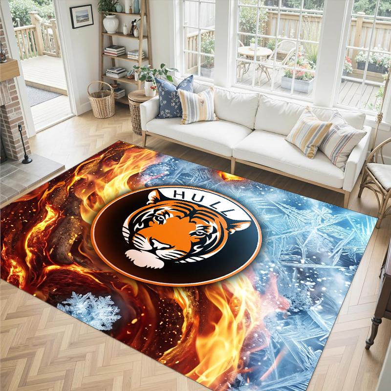 Hull City Football Design Crystal Velvet Carpet Cozy Non?Slip Printed Rug For Bedroom Living Room Entrance