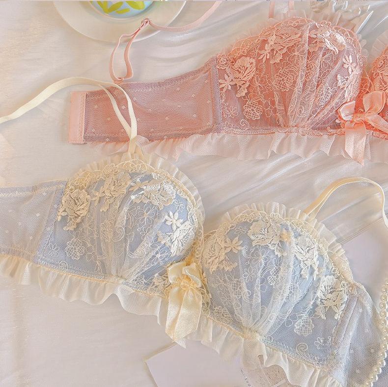 Damen Sexy Spitze Kabelloser BH Push-Up für Kleine Brust Verdickte Brust Anhebung Verstellbare Unterwäsche für Teenager