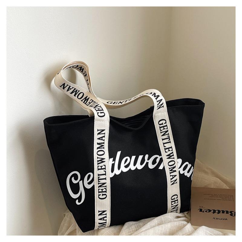 Large-capacity commuter tote bag, new letter shoulder strap, portable shoulder bag.