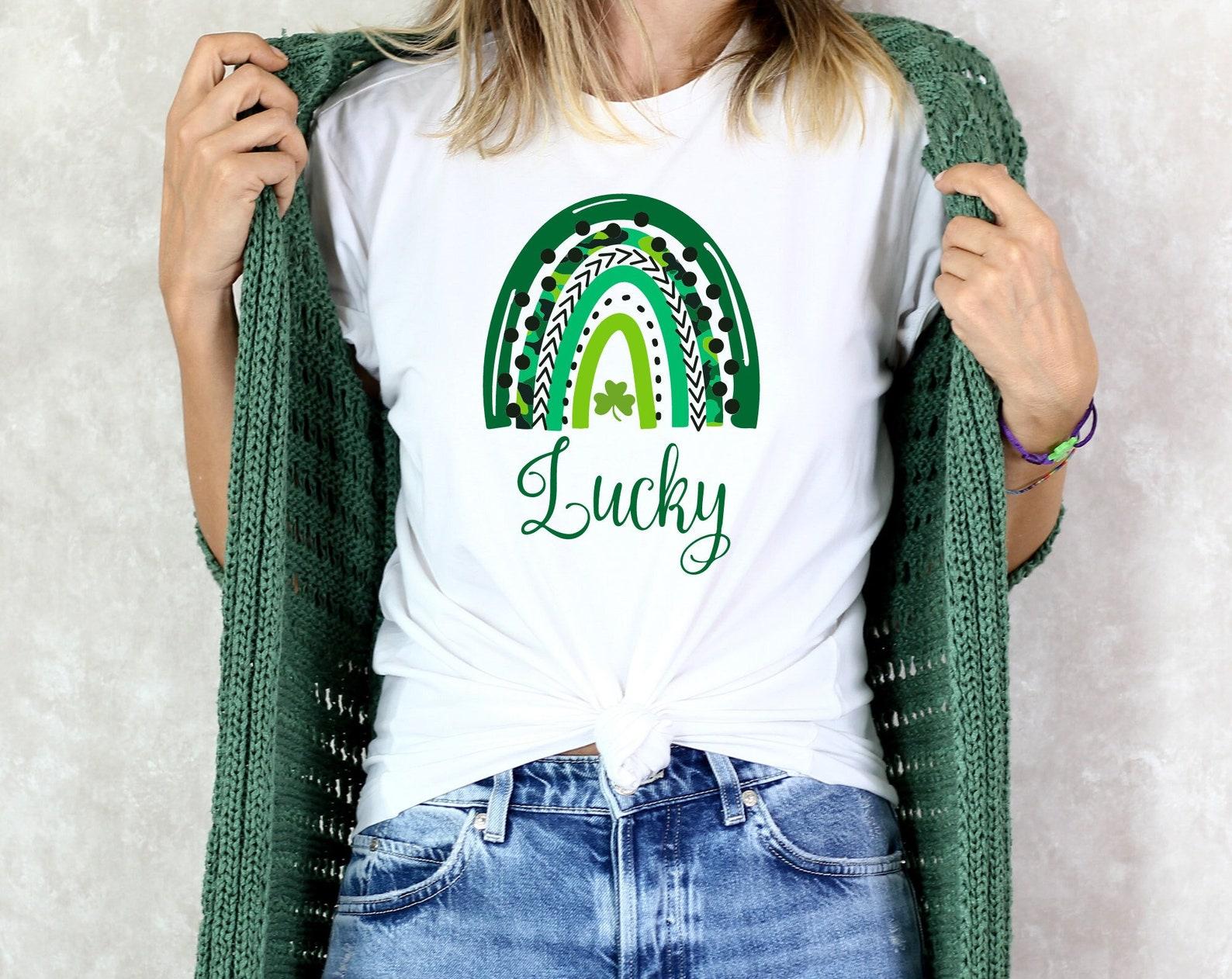 St. Patrick s Day Shirt | Shamrock Shirt | Lucky T shirt | Rainbow St. Patrick s Day TShirt for Women | Luck of the Irish | Four Leaf Clover 2XL