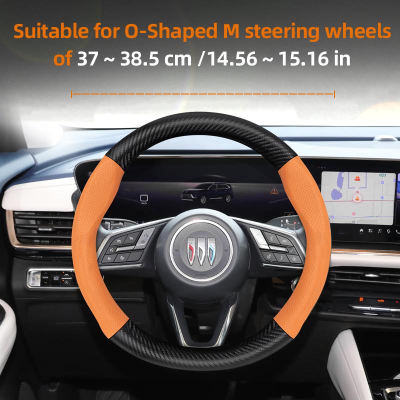Suitable for Buick Perforated Leather Matte Carbon Fiber Texture Steering Wheel Cover Encore GX Envista Envision Enclave Black