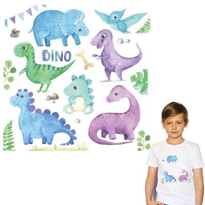 Roztomilý dino set Nášivka Módní proužky Heat Press Aplikované džíny Samolepka DIY Příslušenství Samolepky Termo samolepky Nažehlovací dětské tričko