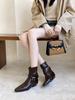 2025 Winter New Pointed Short Heel Thick Heel Temperament Thin French Fashion Sexy Beauty Female Internet Celebrity Short Boots