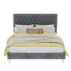 Modern minimalist soft bed, 140*200CM, grey, multifunctional bedroom furniture, low box bed frame without lifting rod, include140*200cm mattress.