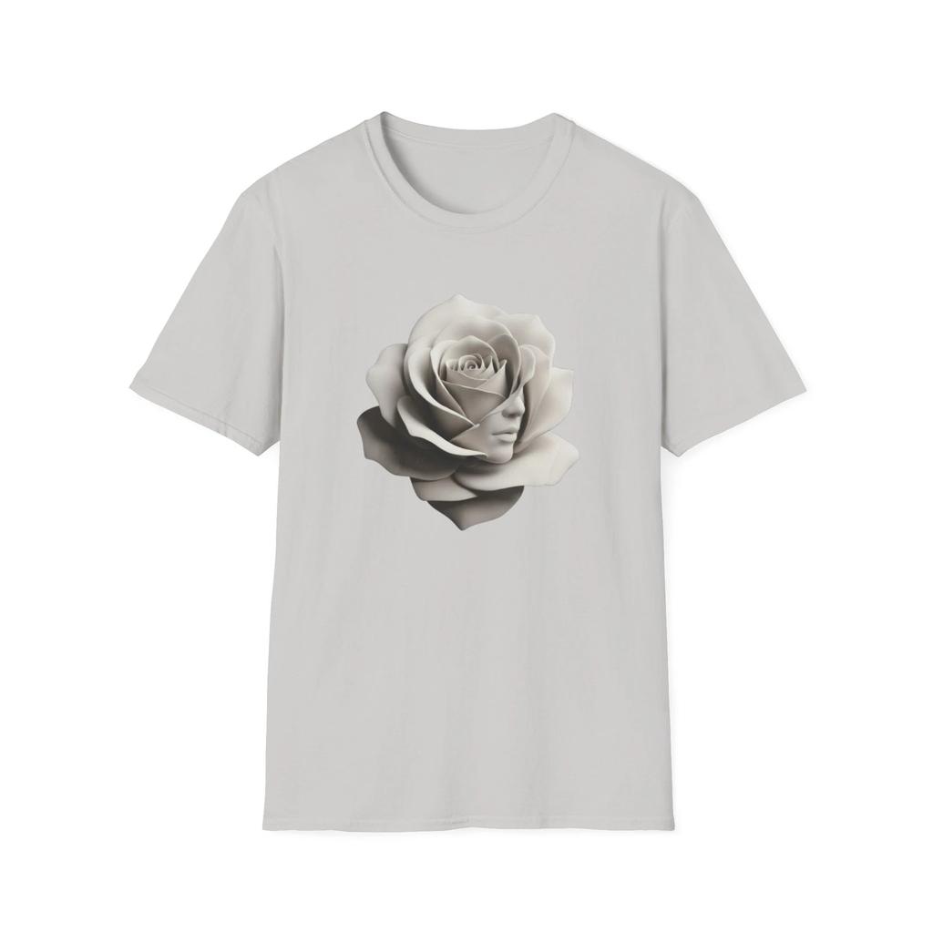 White Rose Abstract Art T Shirt, Floral Graphic Tee, Nature Lover Gift