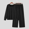 INCERUN 2PCS Men Square Collar Long Sleeve Thin Sweatshirts Long Pants Sports Sets