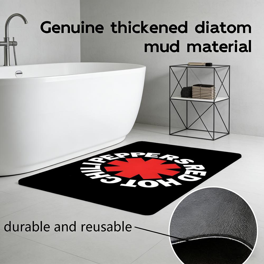 Music R-Red Hot Chili Peppers Floor Mat Diatomite Bath Mat, Quick Dry Absorbent Non-Slip Door Mat