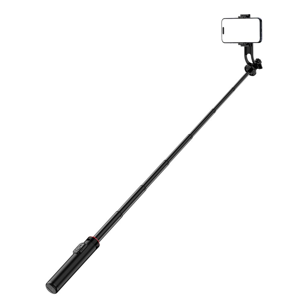 Selfie stick telescopic with remote control, tripod stand for phone, 13m aluminum, black