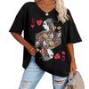 Fazortev Womens Oversized Queen Of Hearts Graphic T Shirts Casual V Neck Half Sleeve Summer Loose Tees Tunic Tops