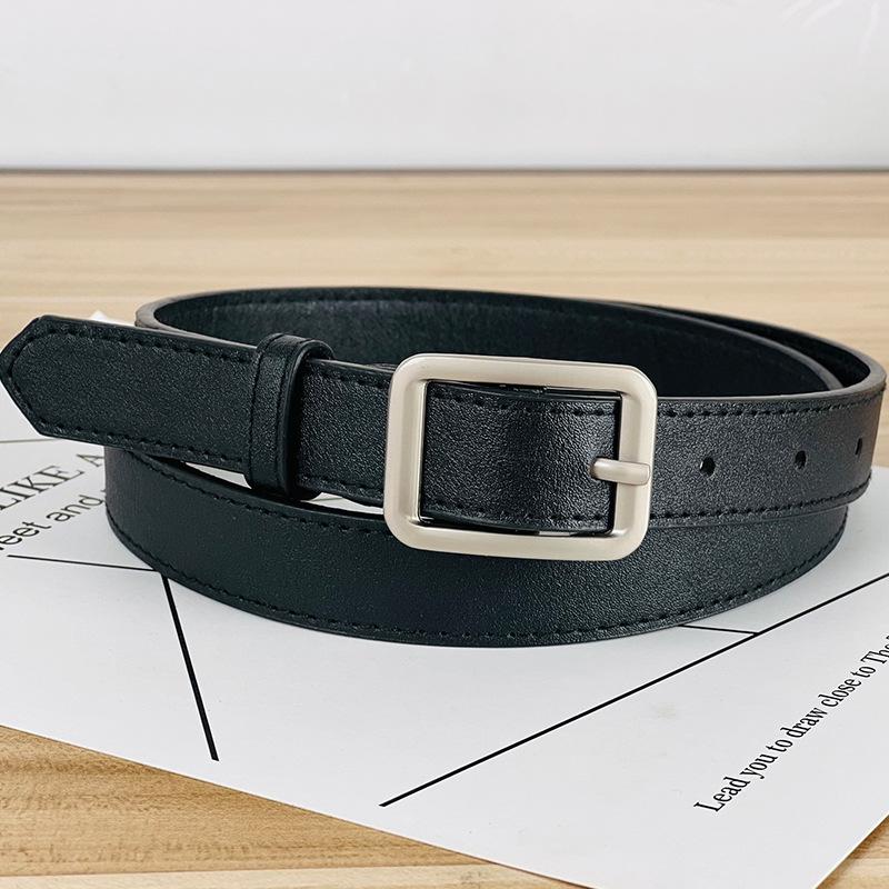 

Простой женский модный ремень Металлическая пряжка с язычком Уличный повседневный пояс на талию чёрный