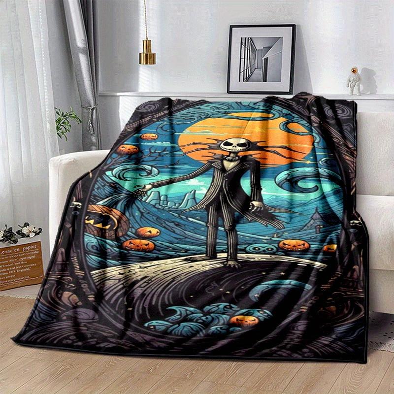 1pc The Nightmare Before Christmas Printing Blanket - Soft, All-Season Throw for Living Room, Bedroom,Personalized Gift with Adorable Cartoon Design