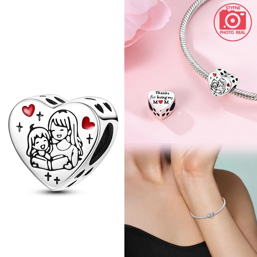 Kupferfarben Mutter und Tochter umarmen sich Liebesperlen Anhänger Kompatibel mit Authentischen Armbändern DIY Feiner Schmuck Geschenk für Frauen