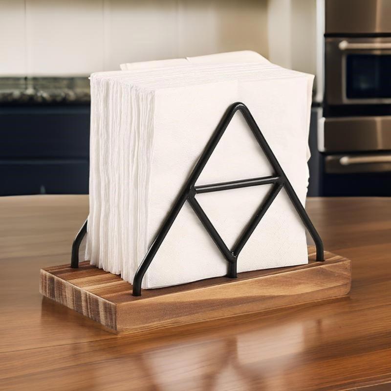 Modern Table Napkin Storage Case Functional Tissue Dispenser Contemporary Wood Steel Napkin Box Paper Dispenser