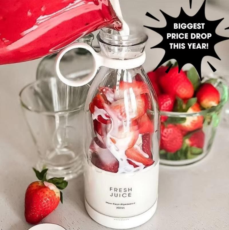 6 Blades 420ml Portable Juicer Blender USB Charging Wine Bottle Shape Fruit Mixer Mini Electric Juicer Cup for Kitchen Daily Use