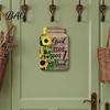 Artistic Wall Decor Panels Mason Jar Shape Decoration, Wooden Art with Sunflower Print, Farmhouse Home Decorations Retro Rustic Hanging for