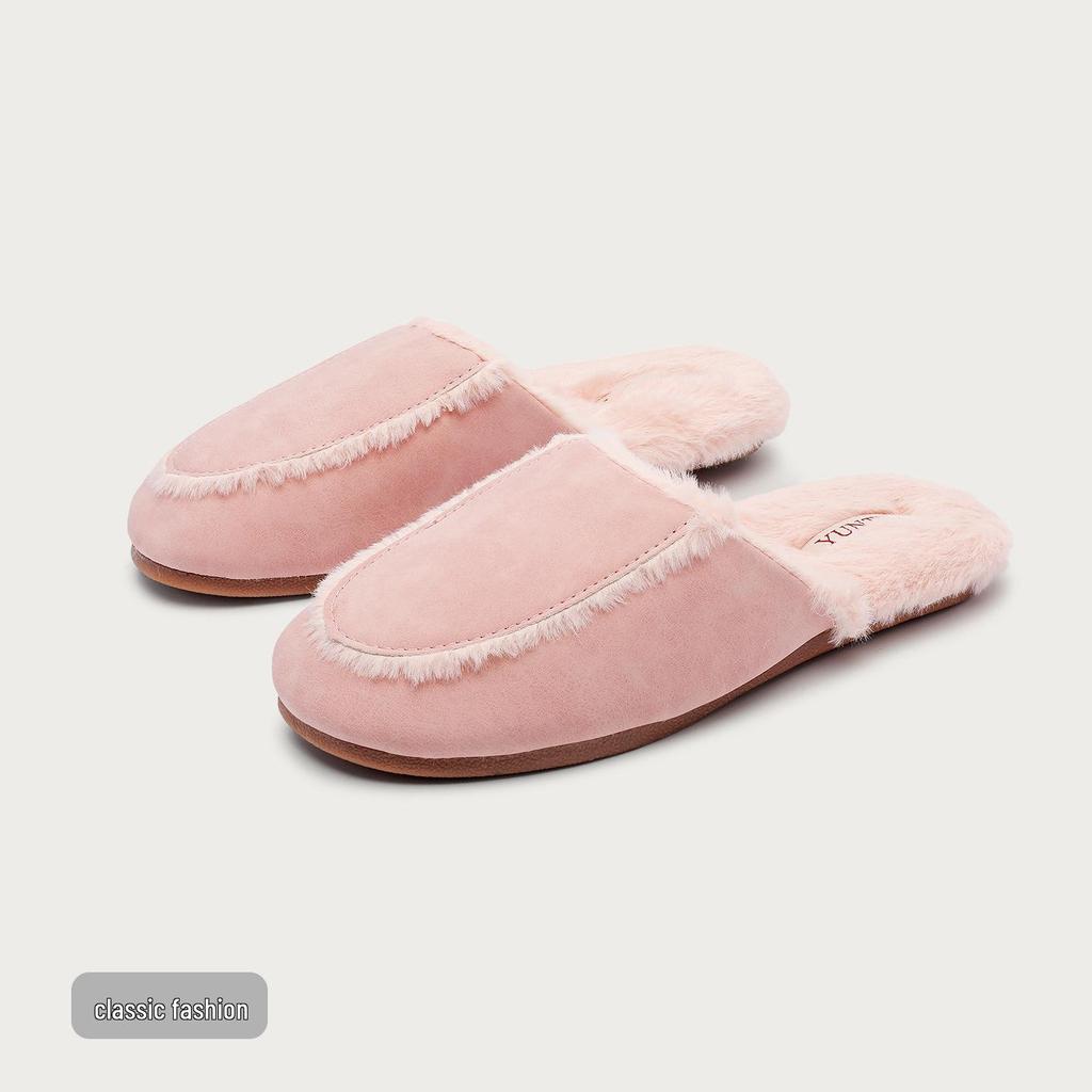 Klassische Matte Dunkle Plüschleder Baumwollpantoffeln - Wasserdicht, Warm, Rutschfest, Leicht für Männer & Frauen