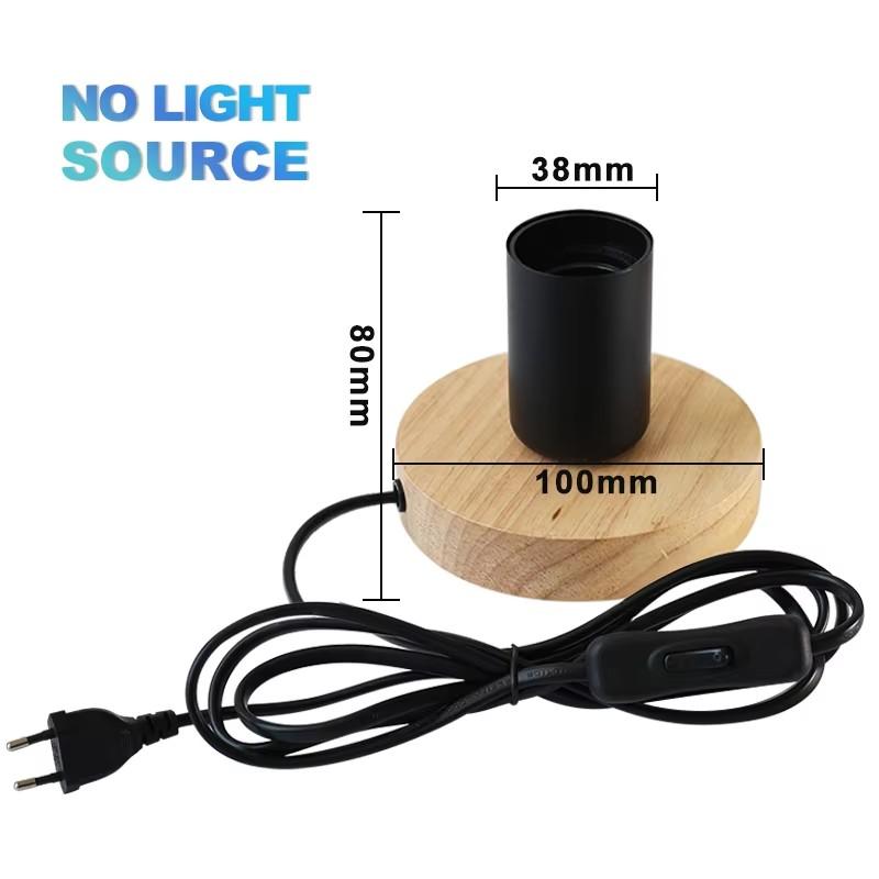 Modern Wood Table Lamps E27 Retro Desk Decora Light Indoor Art Lamp Living Room Bedroom Bedside Decoration Light Base EU Plug