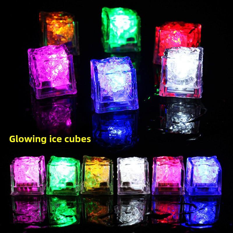 Non-Toxic 6Pcs Colorful Bathtub Light Up Toy Luminous Led Ice Cube Party Supplies Waterproof Glowing Cube Kids Bath Toy Birthday Xmas Gift