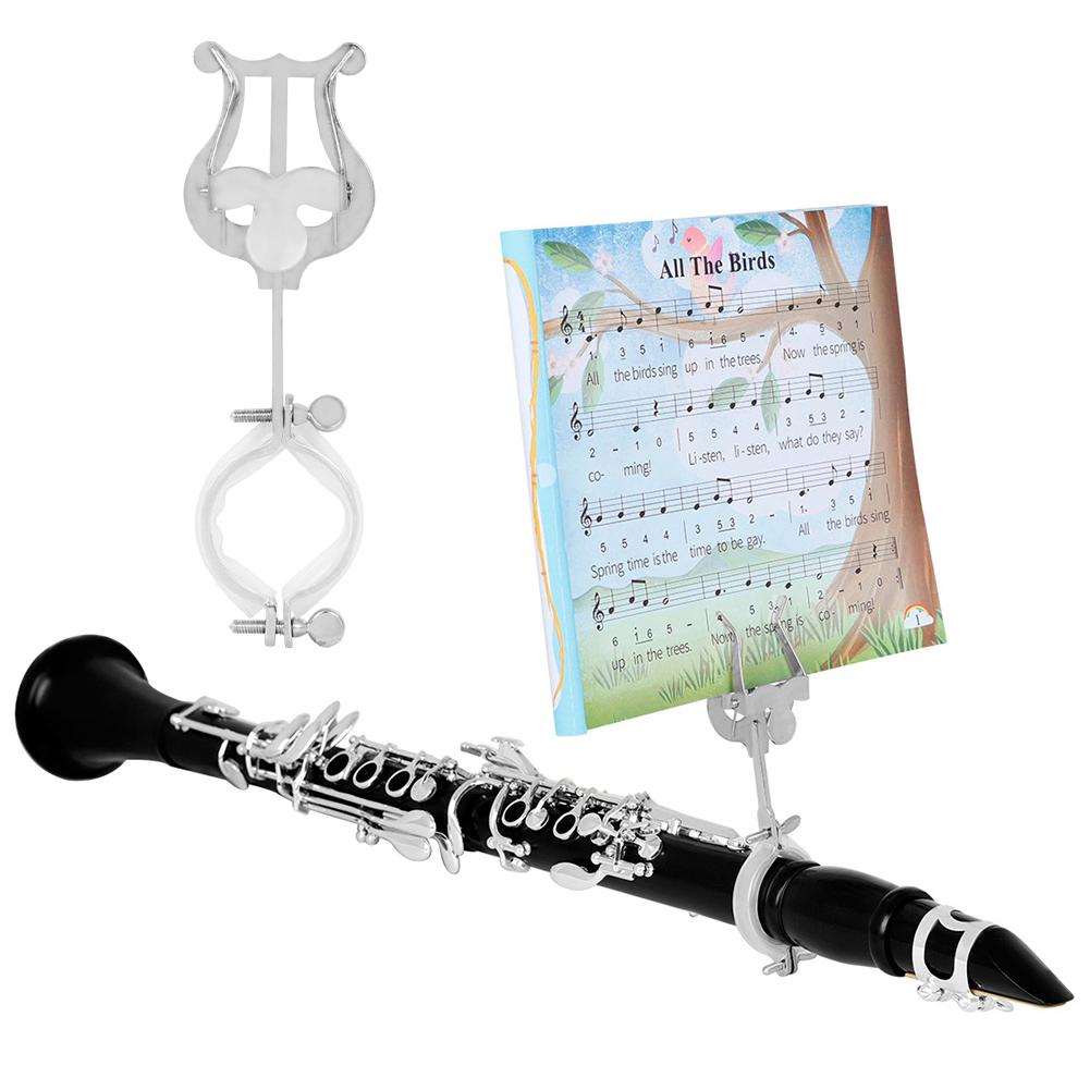 Clarinet Marching Music Clip Adjustable Piccolo Score Stand Clarinet Lyre Holder Clarinet Sheet Music Clip Clarinet Accessories серебряный