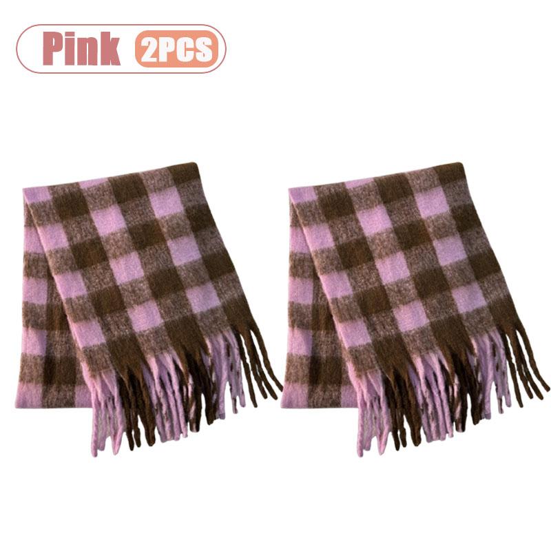 1-4pcs Thickened Plaid Scarf for Women Soft Warm Winter Windproof Wrap for Daily Outdoor Activities Versatile Fashion Accessory