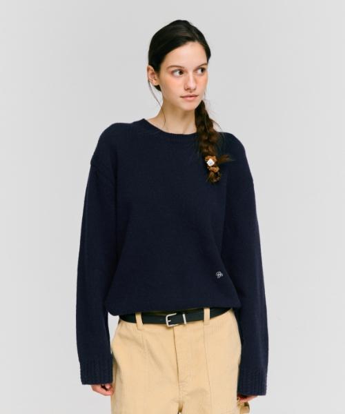 DEPOUND Wool Blend Round Pullover [Navy]