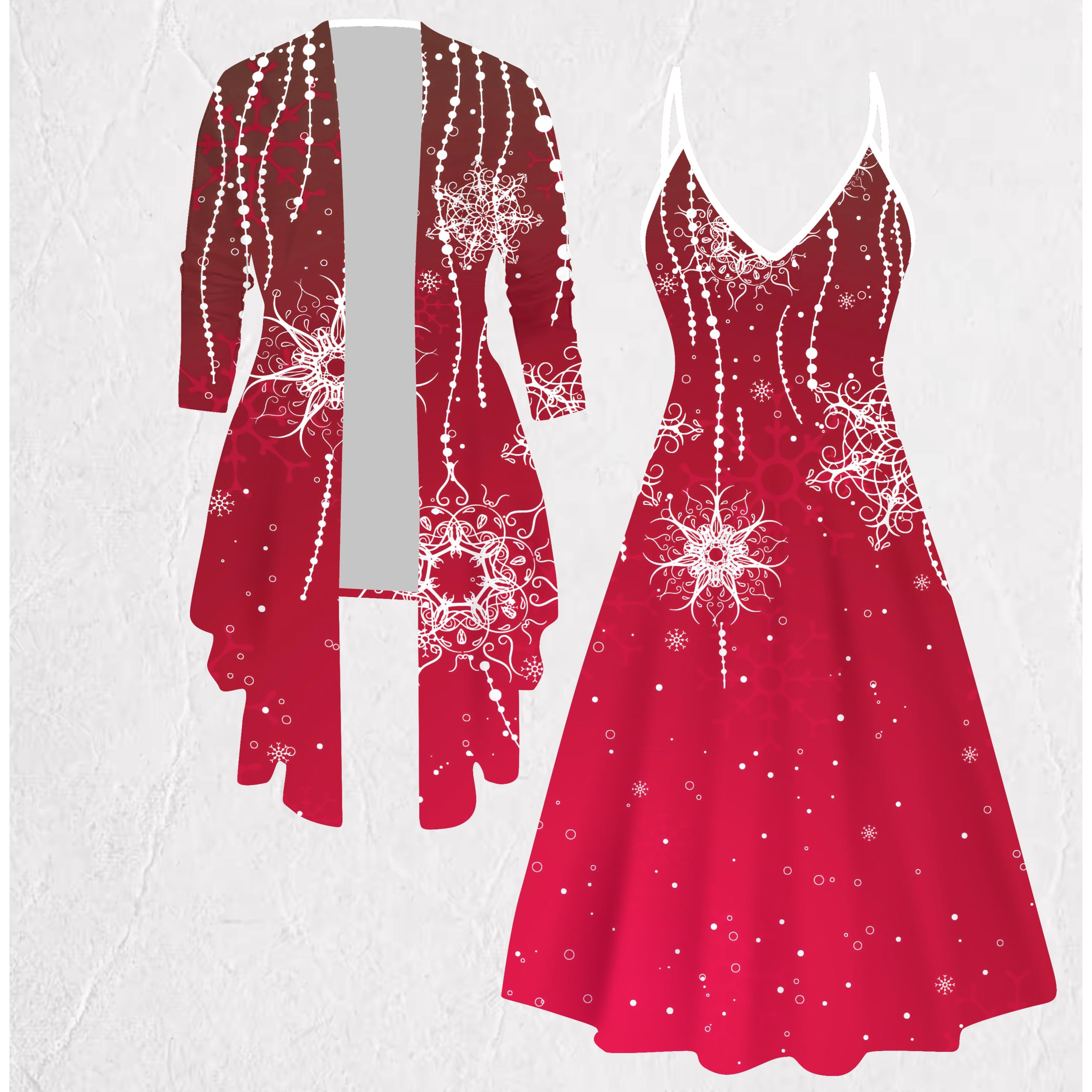 

Комплектное платье-пальто с 3D-принтом снежинок на День святого Валентина, эксцентричный классический принт в виде тотема, подходит для различных модных стилей. S красный