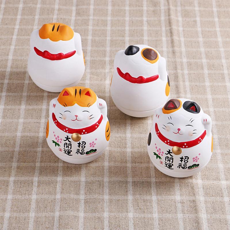 Vaso de Cerámica Japonesa Gato de la Suerte Artesanías Daruma Dibujos Animados Adornos de Gato de la Suerte Paisaje Decoración para el Hogar Estatua Figuritas Gato de la Fortuna