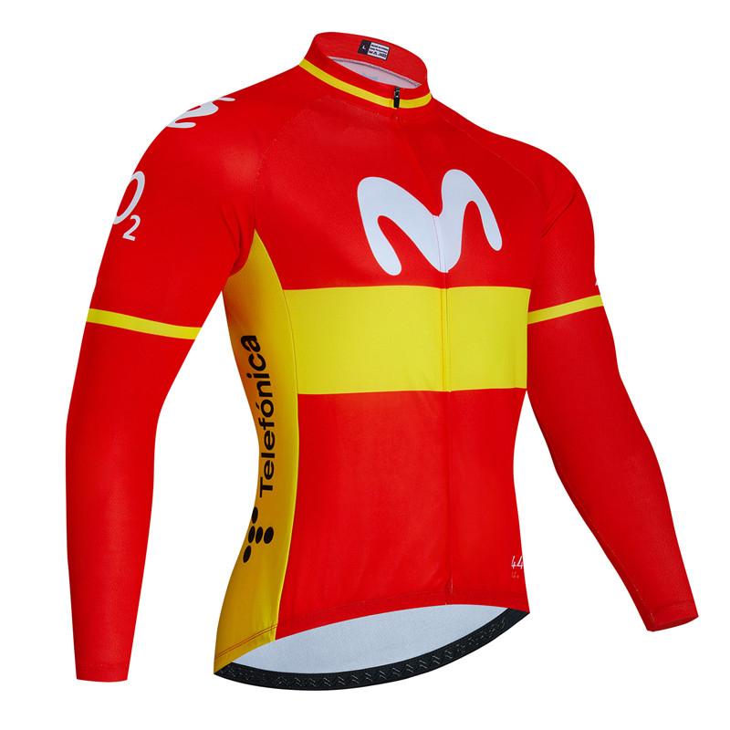 Movistar Autumn Pro Team Cycling Jersey19D Bib Set MTB Uniform Bicycle Clothing Quick Dry Bike Clothes Mens Long Cycling Wear