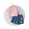 Baby Girls Summer T-Shirt & Denim Shorts Two-Piece Set