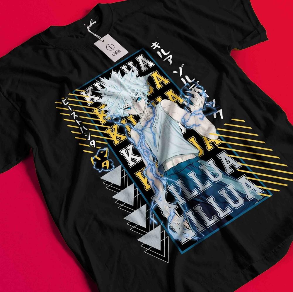 

Killua Tshirt Hisoka Shirt Hunter X Hunter Manga Strip HXH Tee Anime Gon T-Shirt BB1285 4XL