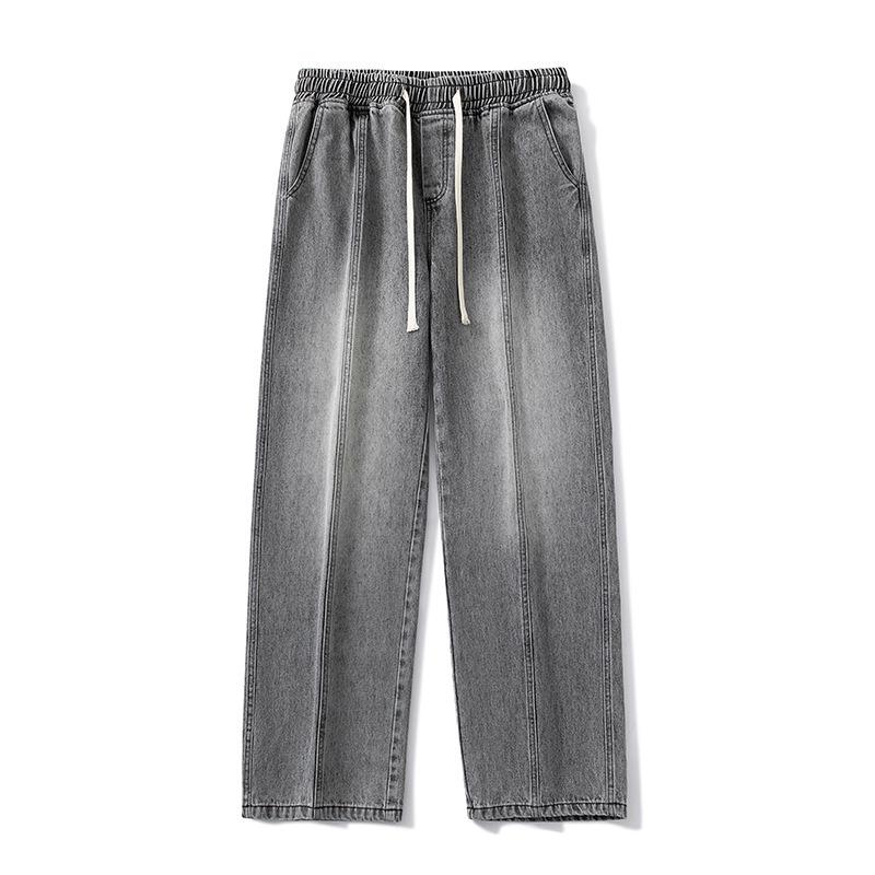 Plush Thick Jeans Men's Loose Straight Trousers with Winter Design