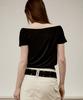 KITTY POTTERY Sheer Off-Shoulder Short Sleeve T-Shirt [Black]