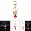 Alloy Rhinestone Key Chain Cat Bling Crystals 3D Rhinestone Keychain Stylish Black Red Charm Pendant Purse Bag Accessory