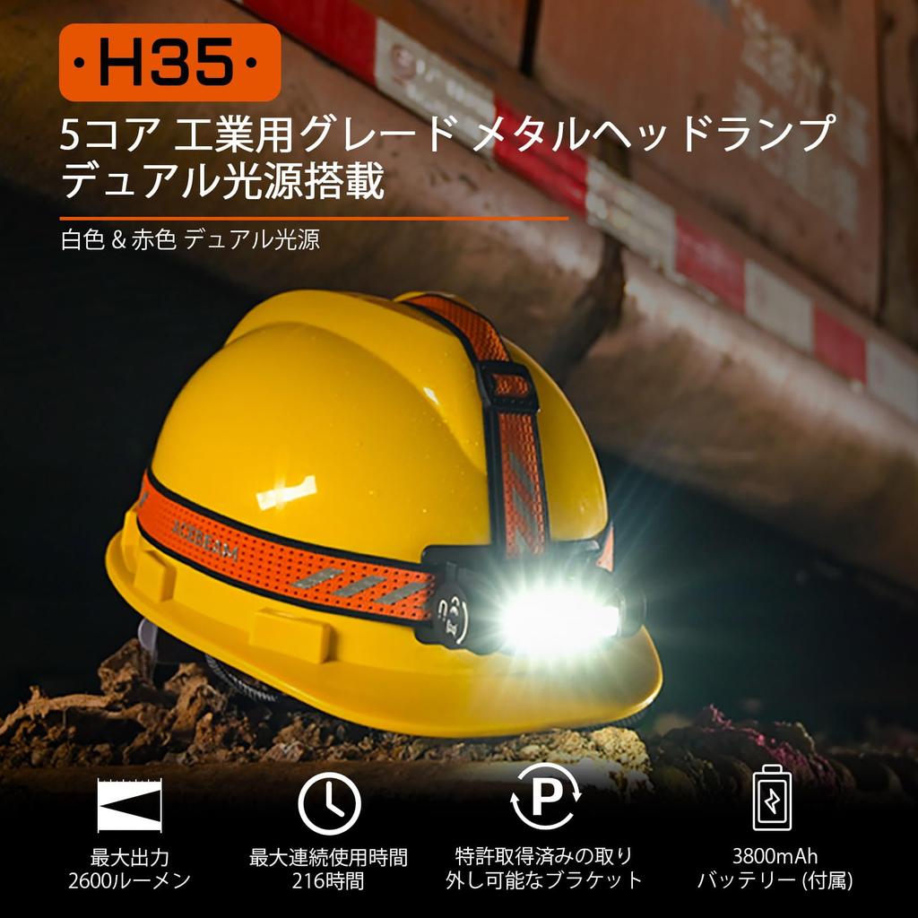 ACEBEAM Core White Red Dual Light Source LED Headlight Wide Angle Illumination Up To 9 Days Operation 2800 Lumens High Brightness Charging Powerful