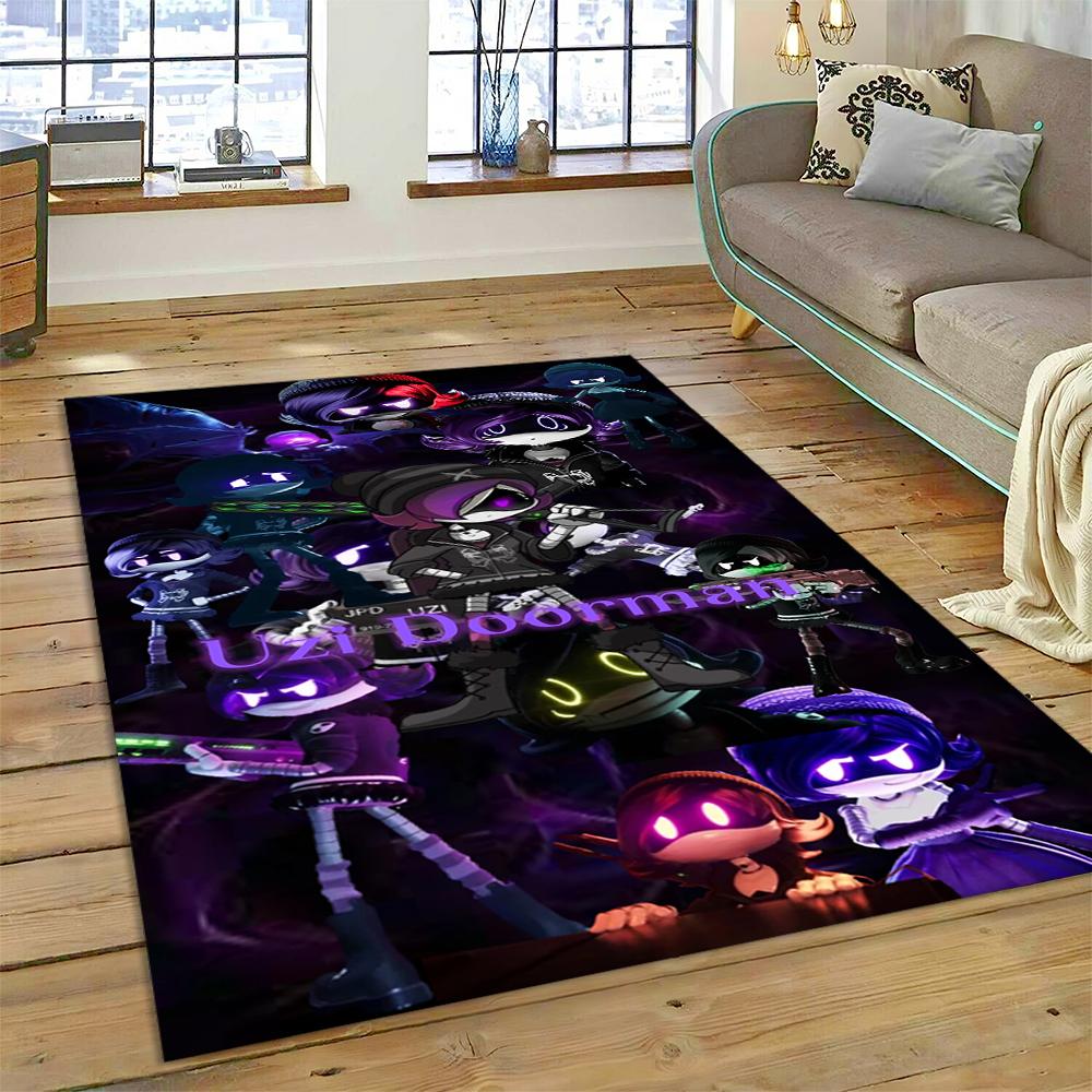 2025 New Style Cartoon Murder Drones Uzi Robot 3D Rug Carpet for Living Room Bedroom Home Decor, Floor Mat Non-slip Sofa Doormat