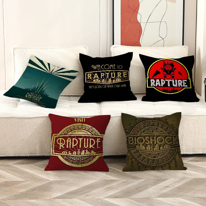 Retro BBioshock RRapture Game Office Cushion Pillowcase Car Cushion CoverXCM Lumbar Pillowcase Sofa Pillowcover