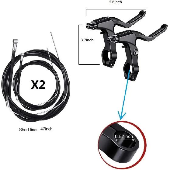Bike Disc Brake Kit, 2pcs 160mm Stainless Steel Rotors, Calipers, Lever & Cables for Front & Rear