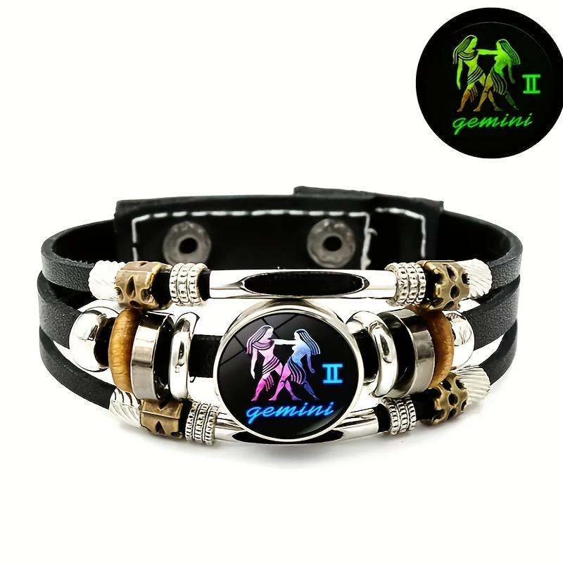

Звездные созвездия, 1 шт. светящийся браслет из ПУ кожи с 12 созвездиями, крутой многослойный браслет из бусин для мужчин и женщин Gemini