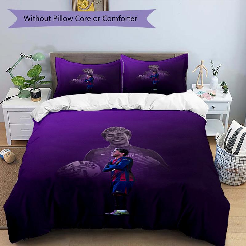 Lamine Yamal Barcelona Jubiläums Bettwäsche Set, Weiche Bettwäsche für Schlafzimmer Heimdekoration, Perfektes Geschenk für Fußballfans, Atmungsaktiver Bettbezug mit P