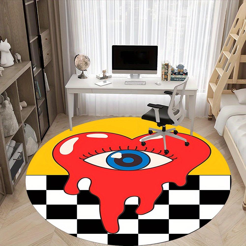 1pc Heart Eye Office Round Area Rug, Indoor Mat Suitable for Under Office Chairs Home Decor163