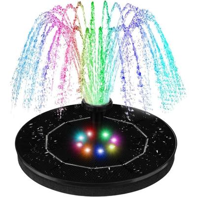 Fontaine Solaire Jhua pour Bain d'Oiseaux avec Lumières LED 3W Pompe à Eau Solaire pour Jardin Extérieur avec 7 Buses Fontaines Flottantes pour Bain d'Oiseaux
