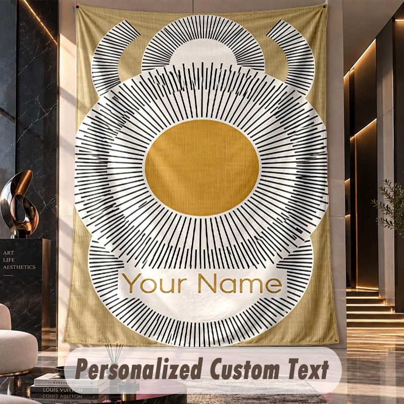 Abstract Animal Print Theme Wall Tapestry Customized With Name Text Personalized Hanging Tapestry For Bedroom Living Room Decor