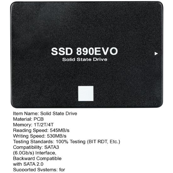 890 EVO 1/2/4TB Internal Solid State Drive Speed Up To 545MB/s Read 530MB/s Write 1920 TBW PC Desktop Laptop SATA III 6Gb/s 2.5-inch SSD